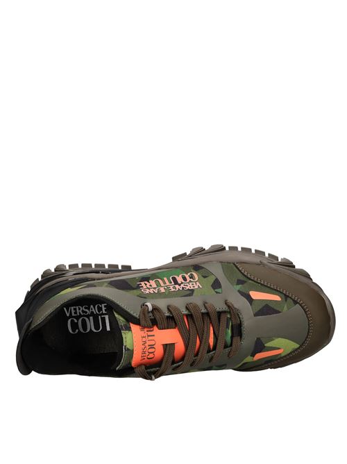 Sneakers in ecopelle e tessuto VERSACE JEANS COUTURE | 75YA3SIBVERDE-NERO-ARANCIO